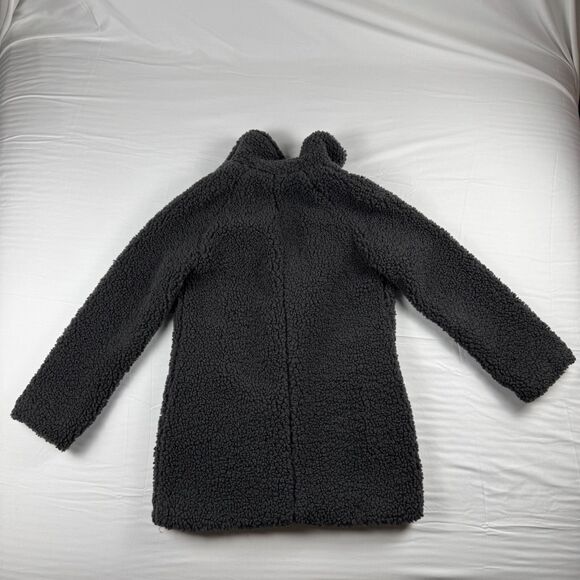 Lucky Brand Faux Fur Sherpa Dark Gray Teddy Coat Women's S Duster Snap Button - Picture 4 of 8